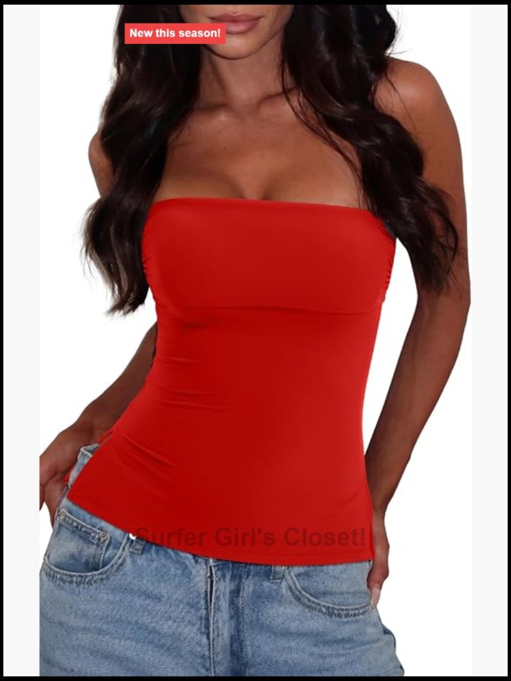 Double Lined Strapless Tube Top Side Split Bodycon Tank